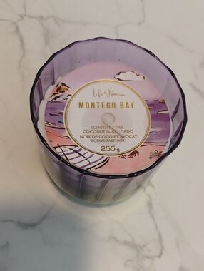 4/$40 New Purple Glass Jar "Montego Bay" Scented Candle - 255 g